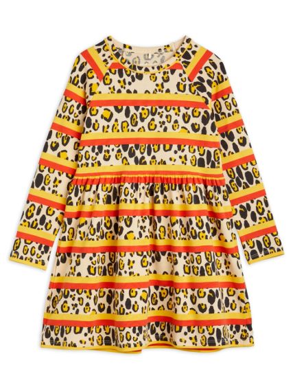 Leopard Stripe Long Sleeve Dress by Mini Rodini