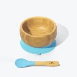 Bamboo Suction Baby Bowl + Spoon, Blue