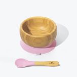 Bamboo Suction Baby Bowl + Spoon, Pink