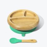 Bamboo Suction Baby Plate + Spoon, Green