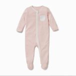 Blush Stripe Organic Clever Zip-Up Footed Sleepsuit by Mori