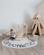 Round Washable ABC Rug in Natural