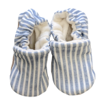 Blue Linen Stripe Baby Slippers