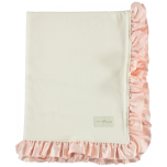 Organic Fleece Blanket, Petal Pink Silk Ruffle Trim