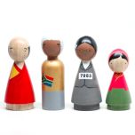 Hand Painted Wooden Peg Dolls, The Peace Makers II