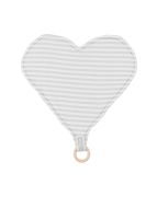 Heart Lovey Teething Toy by Under the Nile, Grey And White