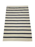 Navy Striped Wool Rug, 4' x 6'