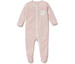 Blush Stripe Organic Clever Zip-Up Footed Sleepsuit by Mori