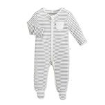 Grey Stripe Organic Clever Zip-Up Footed Sleepsuit by Mori