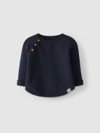 Navy Blue Sweater with Ribbed Jersey Sleeves