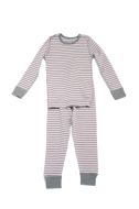Pink and Gray Striped Pajama Set