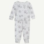 Organic 2-Piece Pajama Set, Grey Elephant