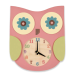 Wooden Pink Owl Clock