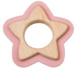 Beech Wood and Silicone Star Teether, Pink