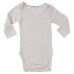 Pointelle Crewneck Bodysuit with Hand Covers by Tane, Ecru