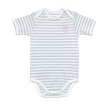Short Sleeve Bodysuit, Grey Stripe with Bunny by Under the Nile