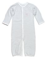 Egyptian Cotton Grey Stripe Convertible Gown with Pink Bunny