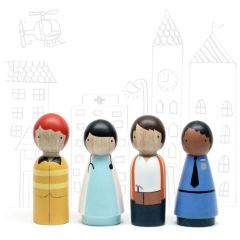 Hand Painted Wooden Peg Dolls, Community Helpers